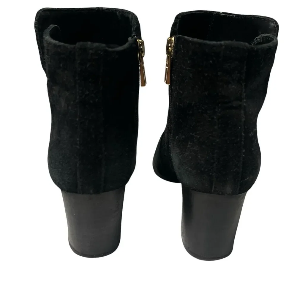 Tory Burch Sabe Ankle Boots Side Zip Black Suede Leather Booties Women’s Size 7